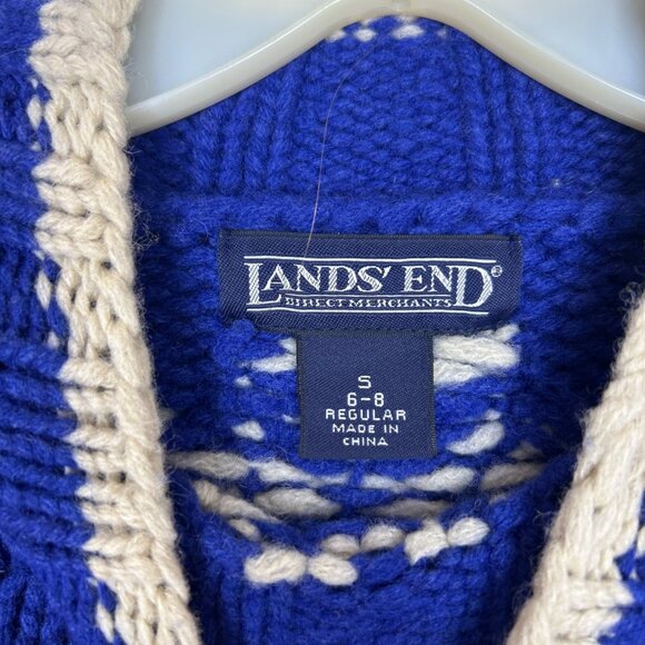 Vintage Lands' End Women's S Lambswool Alpine Ski Sweater Chunky Knit Noridc - Picture 3 of 11